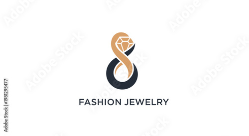 Elegant fashion jewelry logo design featuring a diamond gemstone and infinity symbol