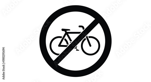 No bicycles allowed a black circle with a red slash and bike silhouette