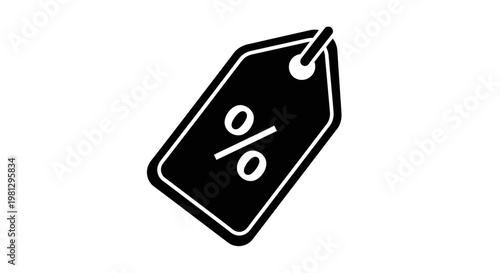 Black price tag with a percentage sign indicating a sale or discount
