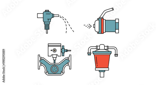 Fuel Injection Line art vector clean abstract minimal illustration