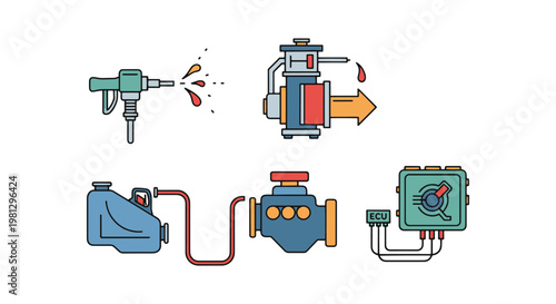 Fuel Injection Line art vector simple abstract