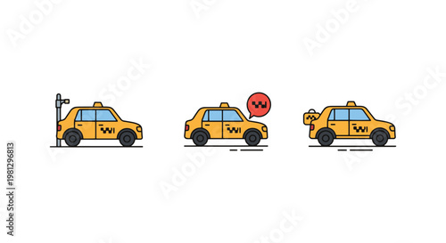 taxi pickup Line art vector simple creative abstract