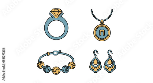 Customized jewelry Line art abstract simple illustration
