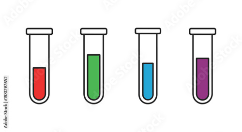 Test Tube Line art vector set clean color shapes illustration