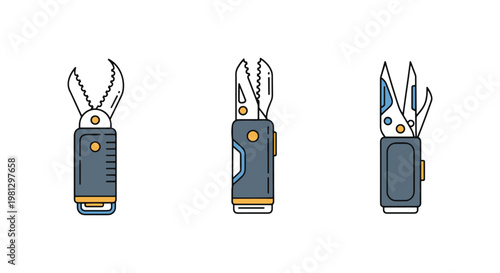 EDC Tools Line art vector set minimal modern abstract