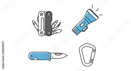 EDC Tools Line art vector set minimal simple shapes illustration