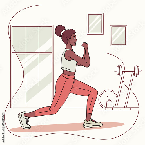 Woman doing a lunge exercise with dumbbells