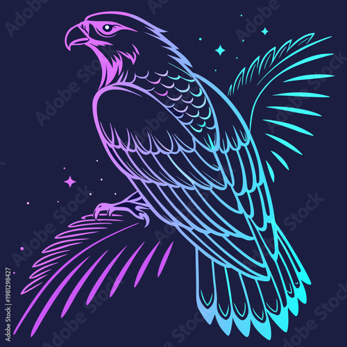 A colorful bird with its wings spread out