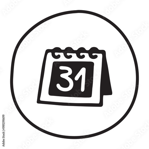 Doodle calendar schedule icon hand drawn with black line in freehand style. Vector illustration isolated on white background