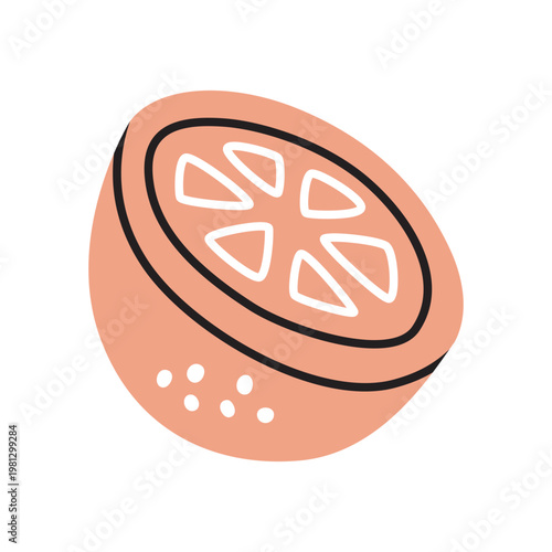 Citrus orange or grapefruit doodle icon hand drawn in a modern minimalistic style isolated on white background. Vector illustration