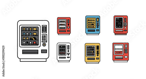 Ticket Vending Machine Line abstract color shapes illustration