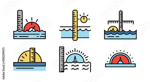 Tidal Meter Line art vector modern colorful pattern