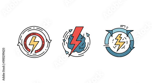 Thunder Surge Line art vector minimal abstract illustration