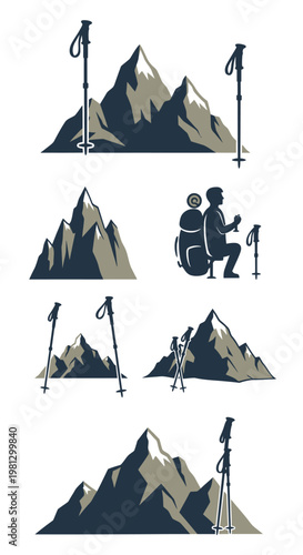Mountain Skiing Winter Sports Illustration.