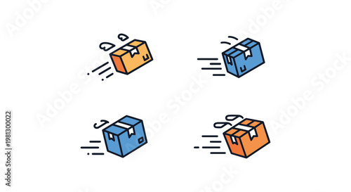 Flying Package Line art vector abstract modern minimal