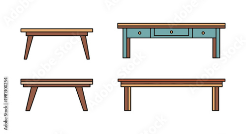 Dining Console Table Line art clean abstract vector