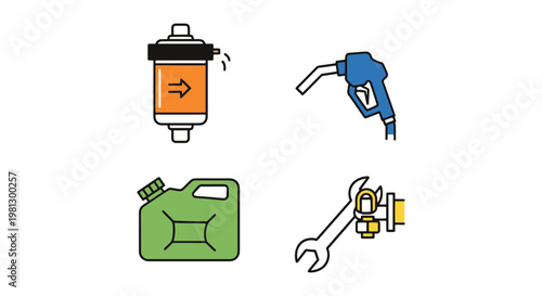 Fuel Maintenance Tools Line minimal color pattern vector