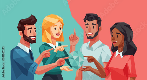 Diverse group of people interacting.