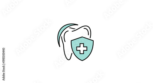 Dental protection icon design: Illustration of tooth health care with medical shield