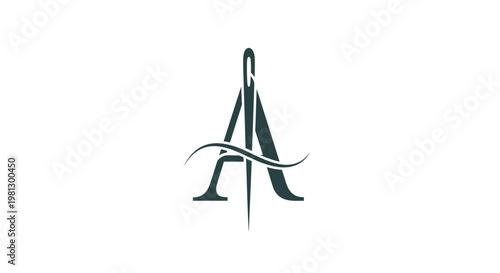 Elegant Tailoring Logo Design Featuring an Initial 'A' with a Needle and Thread Motif