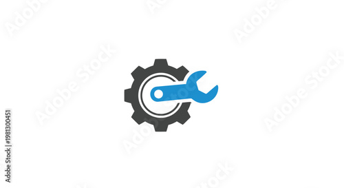 Gear with wrench logo representing maintenance, repair, service and engineering concept