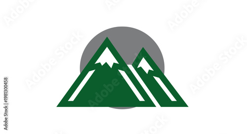 Geometric Mountain Range Logo Depicting Peaks, A Circle, and Minimalist Design