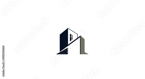 Geometric Architectural Illustration Featuring a Modern Building Silhouette Design