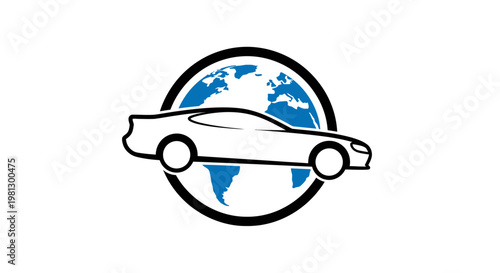 Global automotive transport and travel concept with a car and planet earth element