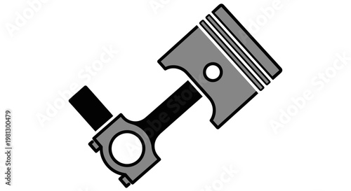 Graphic illustration of a piston and connecting rod, a fundamental automotive component