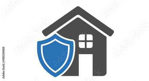 Home protection concept depicting secure housing and property shield, home insurance