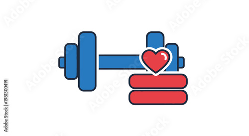 Healthy Lifestyle Concept: Dumbbell with Heart Symbolizing Fitness and Well-being