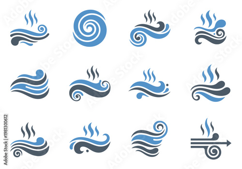 Smoke wave icons set.