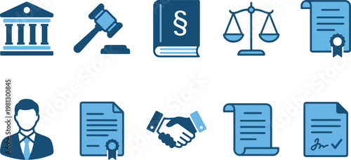 Law firm and legal services icons