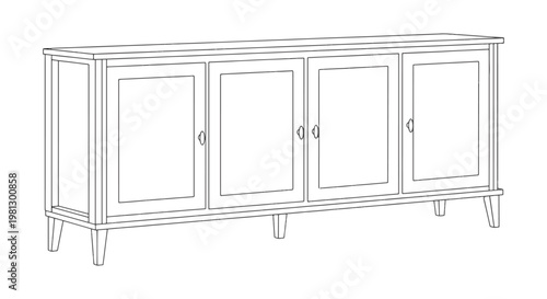Dining Room Storage Line art simple abstract modern illustration