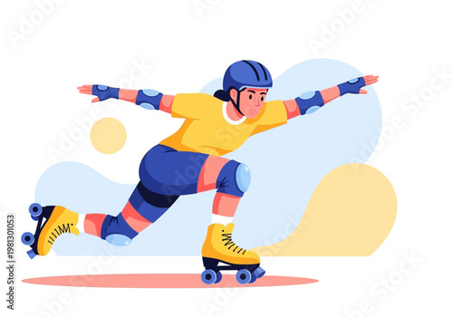 Woman Wearing Roller Skate Gear.