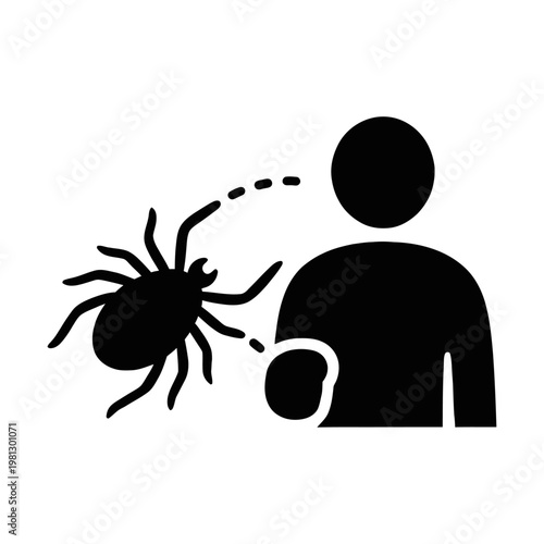 Tick Disease Transmission Silhouette Parasite Bite on Human Vecto