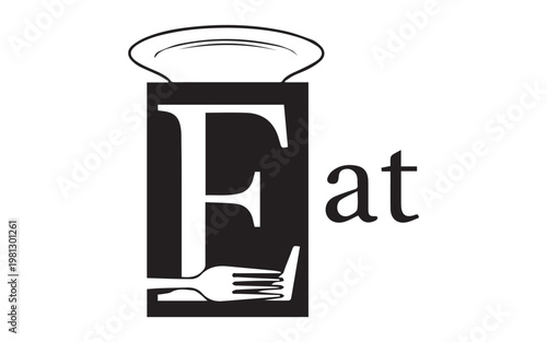 Eat at home concept flat design vector illustration with dining plate and utensils