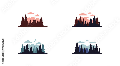 Foggy Forest Line art vector abstract colorful design
