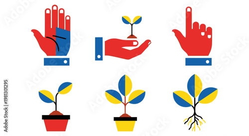 Ukraine Flag Colored Plant Growing.