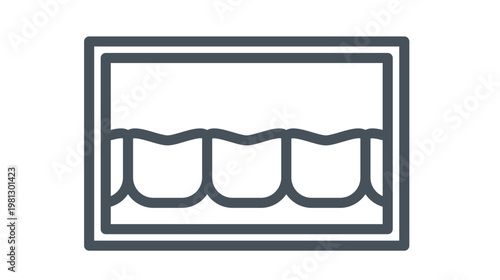 Dental X-ray Vector Icon Representing a Radiograph of Teeth for Oral Health Diagnosis and Dentistry Services, Minimalist Black Line Art Illustration for Medical and Healthcare Design Projects.