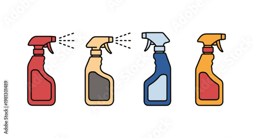 Disinfectant Spray Line art simple color pattern vector