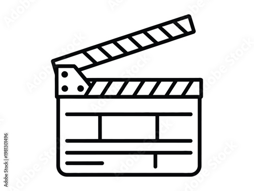 Film clapper board icon for movie production and cinema industry  symbol for filmmakers and directors
