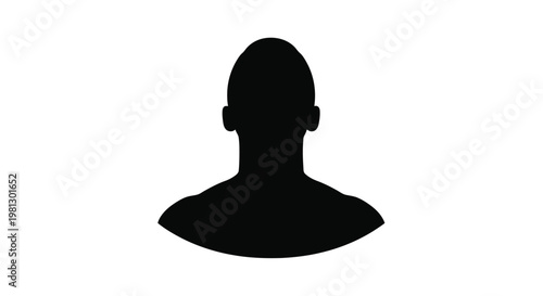 Simple black silhouette vector graphic of a human head and shoulders for modern identity design elements