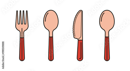 Disposable cutlery Line art abstract clean minimal vector
