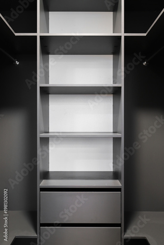 Wardrobe with shelves in the dressing room