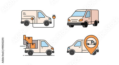 Electric Delivery Van Line art modern clean illustration vector