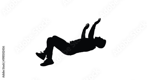 Abstract graphic vector illustration depicting a person floating freely with arms outstretched and head back.