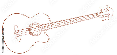 Tableau sur toile The sketch of classical acoustic Bass Guitar.