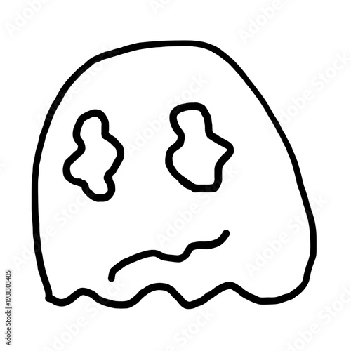 Sad Ghost Style Doodle Monster Minimal Line Art