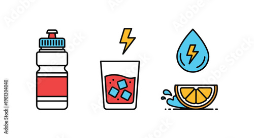 Electrolyte Drink Line art minimal shape abstract vector